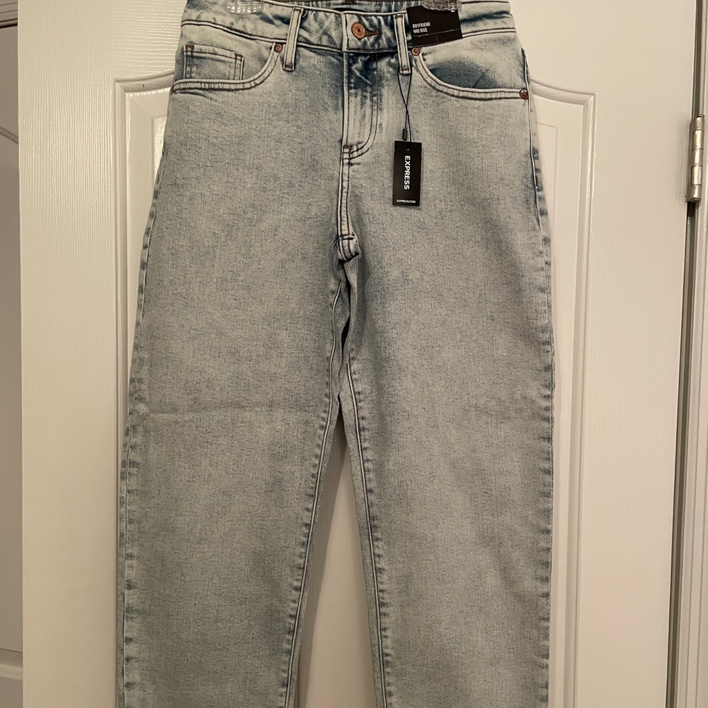 Express Mid Rise Boyfriend Jeans